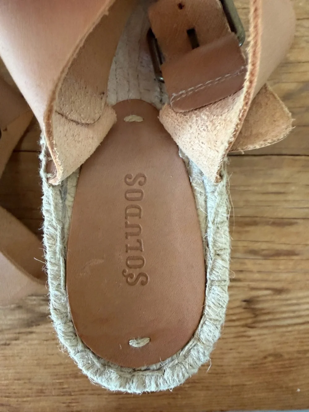 Soludos Minorca Platform Wedge Brown Leather Espadrille Sandals Nude Women’s 8.5